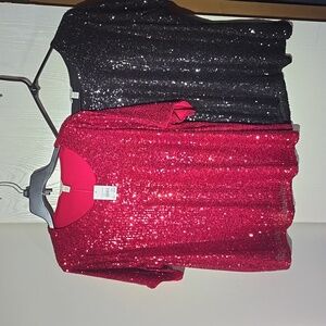 (2) Cato 18/20W short sleeve sequin shirts